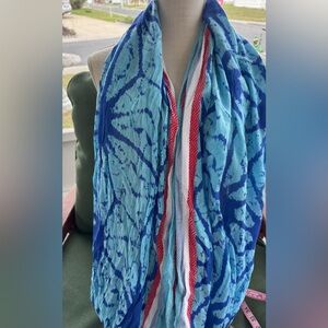 Theodora & Callum Vibrant Infinity Blue and Red Scarf